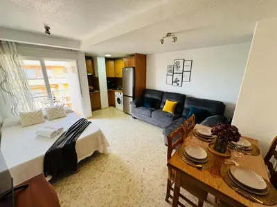 Cama o camas de una habitación en Villa Del Mar - Apartaestudio