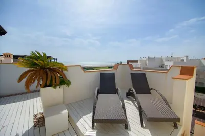 Un balcón o terraza de Mediterranea 12 Vera Playa Jardines tus momentos frente al mar