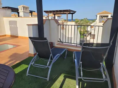 Un balcón o terraza de Mediterranea 14 Vera Playa Jardines tus momentos frente al mar