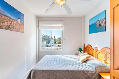 Cama o camas de una habitación en Apartamento con Vista al Mar
