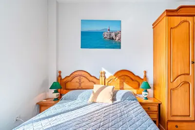 Cama o camas de una habitación en Apartamento con Vista al Mar