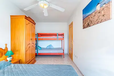 Cama o camas de una habitación en Apartamento con Vista al Mar