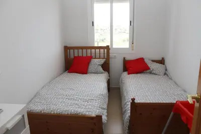 Cama o camas de una habitación en Sea Views Appartment Almerimar 2D