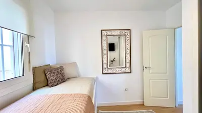 Cama o camas de una habitación en MAR AZUL Playa y Piscina 80 metros de la playa