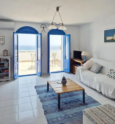 Cama o camas de una habitación en La Atalaya, Terraza con vistas al mediterráneo