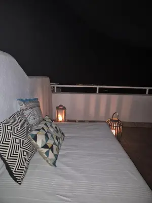 Cama o camas de una habitación en La Atalaya, Terraza con vistas al mediterráneo