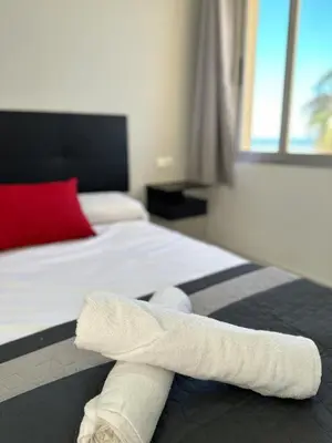 Cama o camas de una habitación en Costa Serena apartment 1ª línea