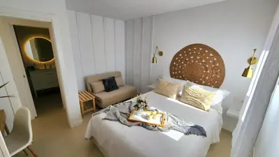 Cama o camas de una habitación en Apartamento Mar de Roquetas