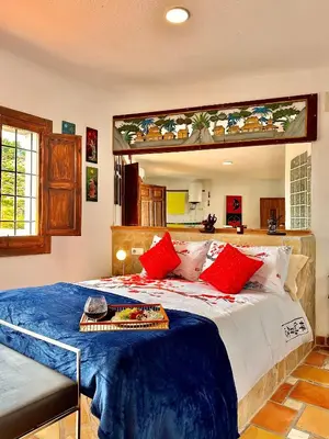Cama o camas de una habitación en Agroturismo Casas-Cueva La Teja