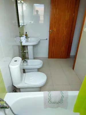 Un baño de Ático Alborania I con gran terraza, aparcamiento, vistas al valle, entre el mar y el desierto