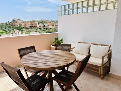 Un balcón o terraza de Altos de Vera II- Ático con vistas espectaculares al campo de golf Valle del Este