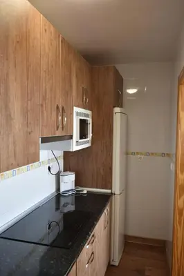 Una cocina o zona de cocina en Acogedor apartamento con terraza y vistas al mar
