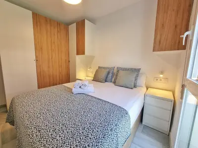 Cama o camas de una habitación en Apto PLAYA SOL y MAR, Retamar, Cabo de Gata