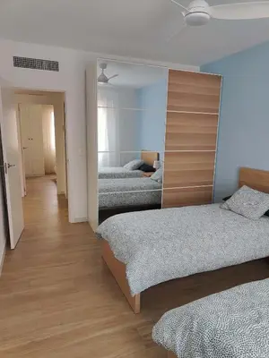 Cama o camas de una habitación en Apartamento La Casica Beach Poniente
