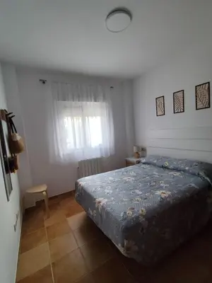 Cama o camas de una habitación en Apartamento Vera playa, Entre Sol y Salinas