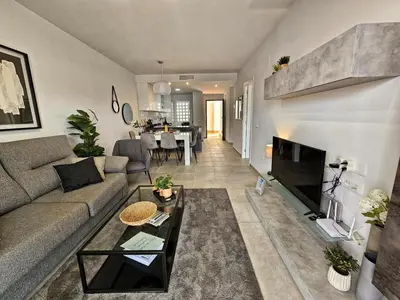 Zona de estar de Apartamento encantador con piscina compartida a 500m de la playa - ES-376-16