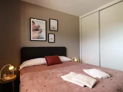 Cama o camas de una habitación en Apartamento moderno en San Juan de los Terreros, cerca de la playa y piscina - ES-376-1