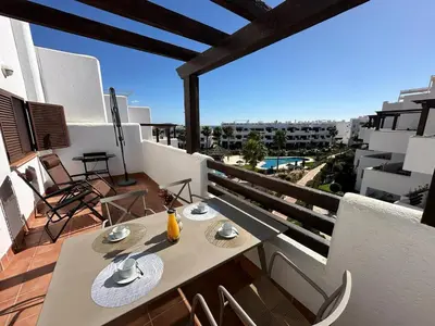 Un balcón o terraza de Agradable apartamento en San Juan de los Terreros, cerca de la playa para 4 pers. - ES-376-6