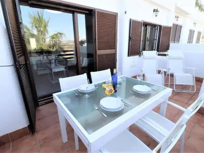 Un balcón o terraza de Encantador apartamento con piscina y jardín a 200m de la playa, San Juan de los Terreros - ES-376-20