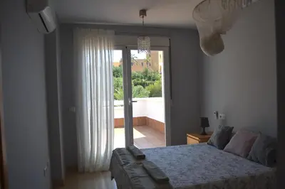 Cama o camas de una habitación en Mojácar - Apartamento con Terraza y Vistas al Mar y a la Montaña
