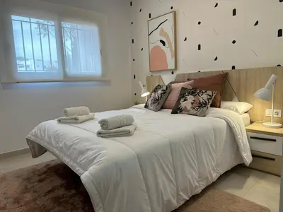 Cama o camas de una habitación en Apartamento encantador en San Juan de los Terreros, acceso a piscina comunitaria, cerca de la playa - ES-376-3