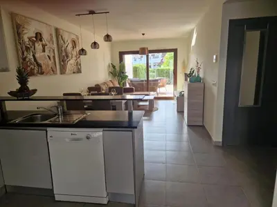 Una cocina o zona de cocina en Encantador apartamento en San Juan de los Terreros con jardín y piscina comunitaria - ES-376-21