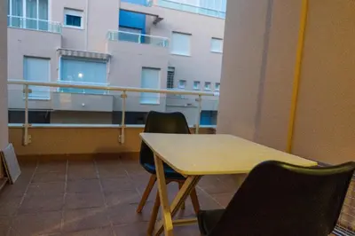 Un balcón o terraza de Apartamento Almerimar primera linea de playa