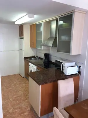 Una cocina o zona de cocina en Bajo con Jardín junto al mar de vera playa