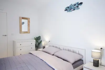 Cama o camas de una habitación en Casa los pececitos