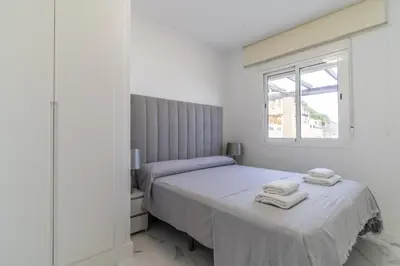 Cama o camas de una habitación en Mojacar Fantásticas Vistas al Mar Piscina Wifi