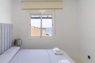 Cama o camas de una habitación en Mojacar Fantásticas Vistas al Mar Piscina Wifi