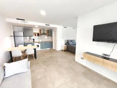 Una televisión o centro de entretenimiento en Casa Las Negras
