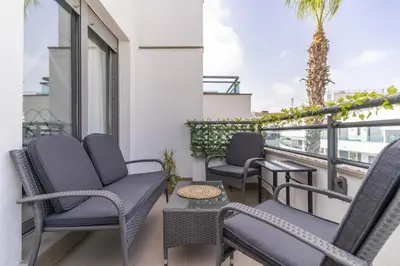 Un balcón o terraza de Garrucha Playa Piscina Wifi Parking Gratis