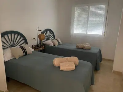 Cama o camas de una habitación en Apartamento ALALBA Mojacar