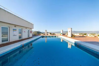Piscina en o cerca de LUXURY HOMEs MOJACAR PUEBLO WITH PANORAMIC VIEWS A POOL JACUZZI AND ROOFTOP GYM