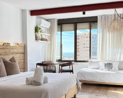 Cama o camas de una habitación en A paradise with sea views