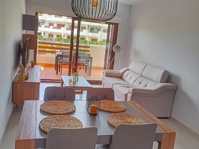 Zona de estar de Apartamento moderno con piscina, a 500m de la playa, San Juan de los Terreros - ES-376-41