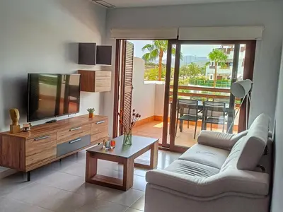 Zona de estar de Apartamento moderno con piscina, a 500m de la playa, San Juan de los Terreros - ES-376-41