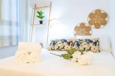 Cama o camas de una habitación en Expoholidays- Rueda Lopez con PARKING GRATIS 3A