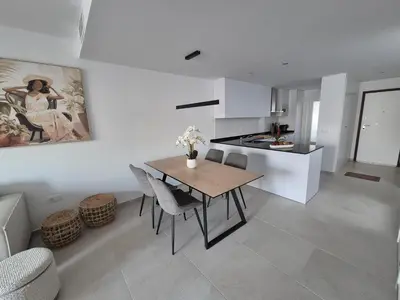 Una cocina o zona de cocina en Apartamento moderno y lujoso con aire acondicionado en San Juan de los Terreros - ES-376-42