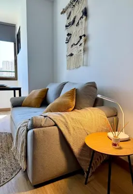 Cama o camas de una habitación en Apartamento con vista al mar en Aguadulce