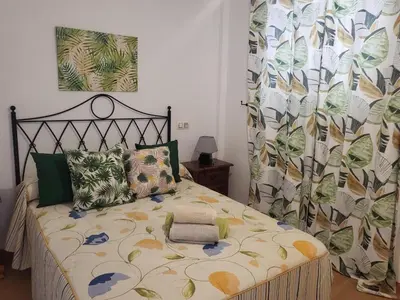 Cama o camas de una habitación en Apartment in Almeria with shared pool