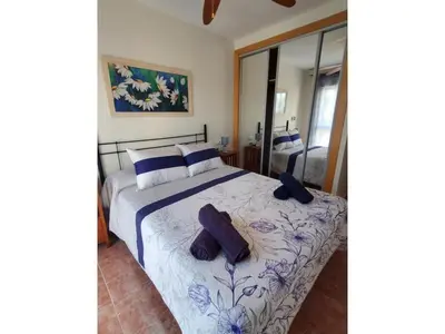 Cama o camas de una habitación en Apartment with shared pool near Almeria coast