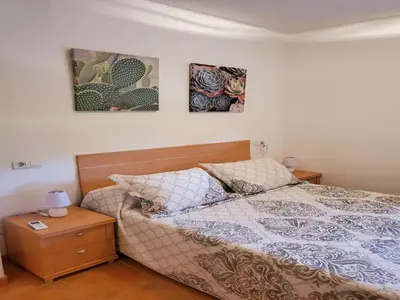 Cama o camas de una habitación en Charming apartment with garden in Almeria