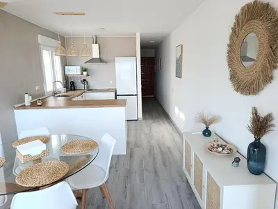 Una cocina o zona de cocina en Ancla del mar 1ª línea playa en San José