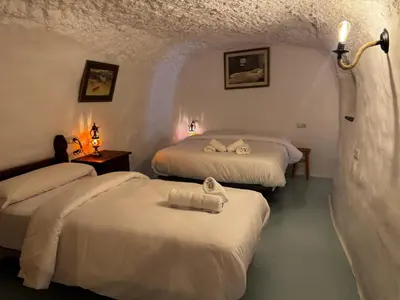 Cama o camas de una habitación en Cuevas La Veranda Orce