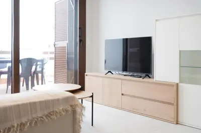 Una televisión o centro de entretenimiento en Jerry