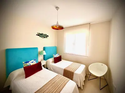 Cama o camas de una habitación en Hestía Vera Mar Tu hogar de playa lejos de casa