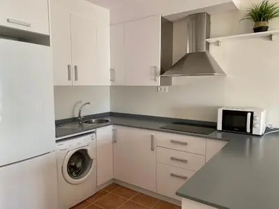Una cocina o zona de cocina en Apartahotel Vistamar San José