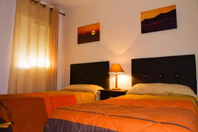 Cama o camas de una habitación en Hostal Rural Alba